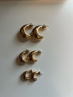 Gold Crescent Hoop Earrings